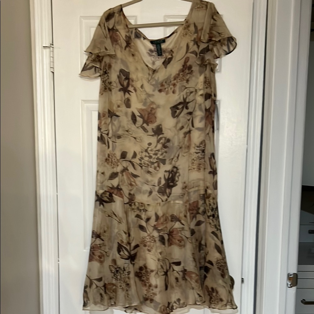 Lauren Ralph Lauren Cream Ruffled Tiered Midi Dress